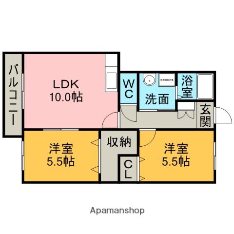 パルマリオン(2LDK/2階)の間取り写真