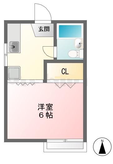 グランコート分倍(1K/2階)の間取り写真