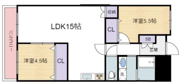 パレ北加賀屋(2LDK/10階)の間取り写真