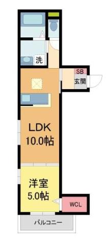 シックピエス西宮北口(1LDK/3階)の間取り写真
