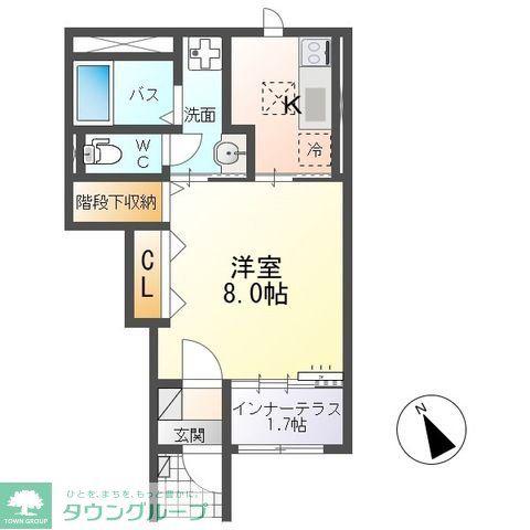 アーバンスカイM(1K/1階)の間取り写真