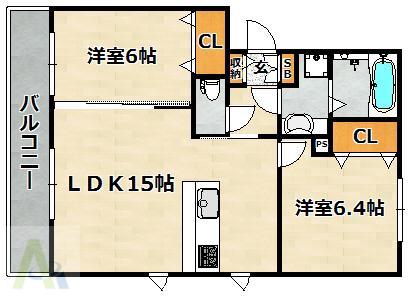 ソノーレ鈴蘭(2LDK/3階)の間取り写真