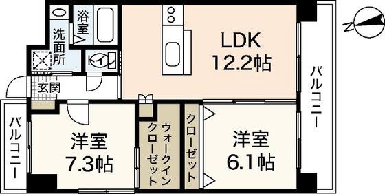 桜レジデンス横川(2LDK/12階)の間取り写真