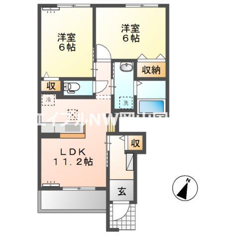 アリエッタ(2LDK/1階)の間取り写真