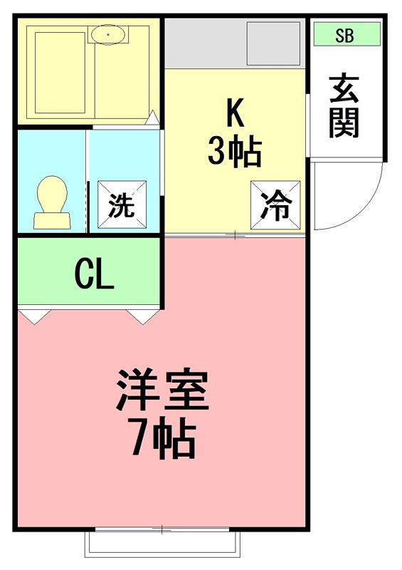 リバージュ(1K/1階)の間取り写真