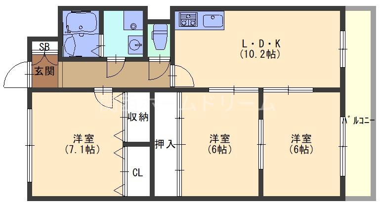 エムズコートソフィーナ(3LDK/7階)の間取り写真