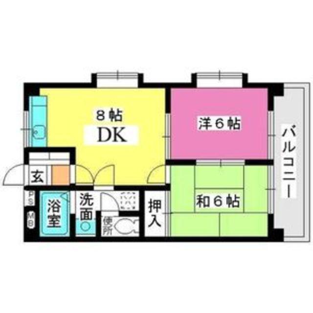 ヴィラフェリス(2DK/1階)の間取り写真