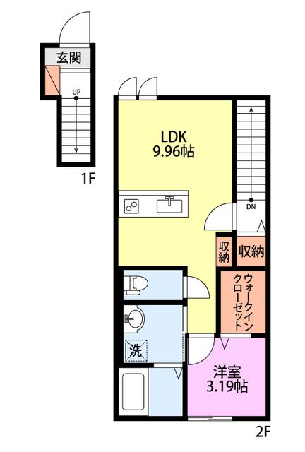 リビンド扇町 II棟(1LDK/2階)の間取り写真