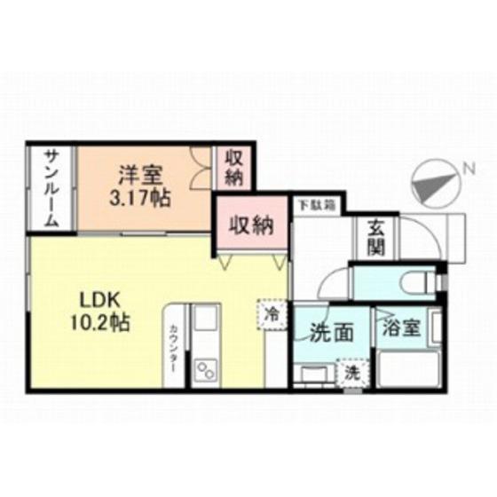 ル・アンジュ長江 A棟(1LDK/1階)の間取り写真