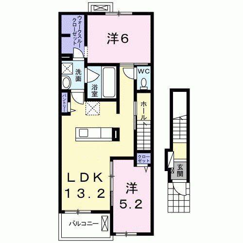 ブルージュII(2LDK/2階)の間取り写真