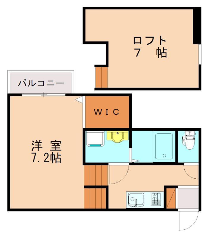 SORRISO RIVER TERRACE(1K/2階)の間取り写真
