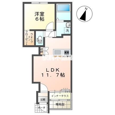 田代新町アパート(1LDK/1階)の間取り写真