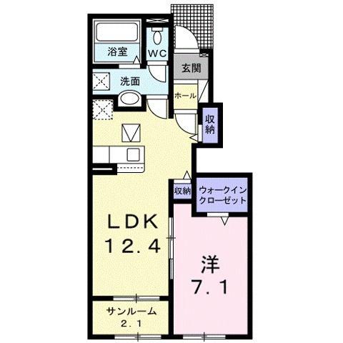 プロムナード南谷II(1LDK/1階)の間取り写真