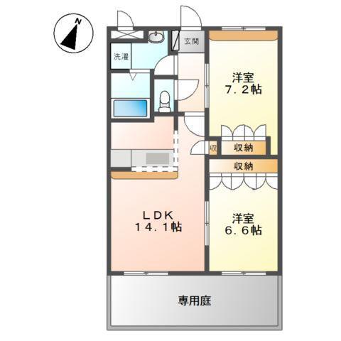 グレイスヴィラ(2LDK/1階)の間取り写真