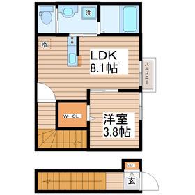 RISA(1LDK/2階)の間取り写真