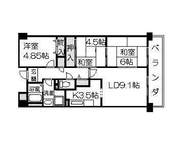 グリーングラス魚崎(3LDK/5階)の間取り写真