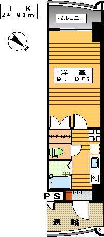 ロイヤル日赤通(1K/12階)の間取り写真