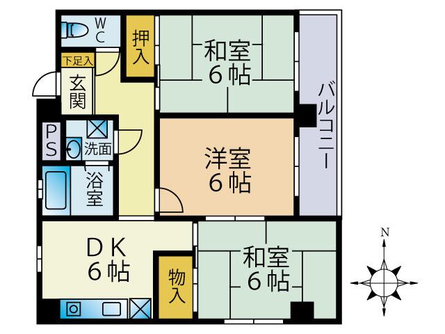 第1渡辺ビル(3DK/3階)の間取り写真