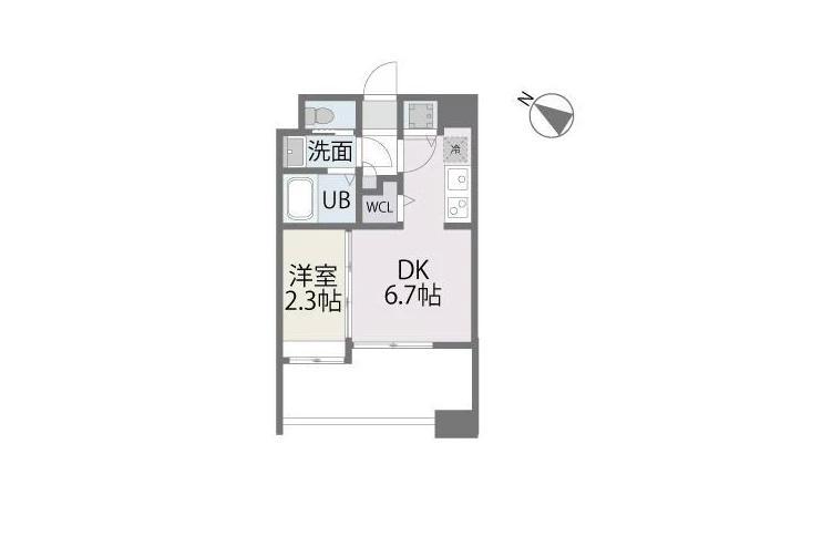 アルティザ博多南リバーフロント(1DK/7階)の間取り写真