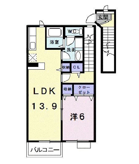 ヴァーナル・エース(1LDK/2階)の間取り写真