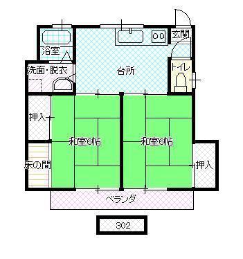 コーポ南原(2DK/2階)の間取り写真
