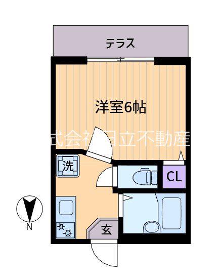 エリールミサキ(1K/1階)の間取り写真
