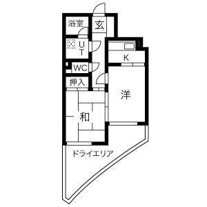 ラウムズ虹ヶ丘(2K/1階)の間取り写真