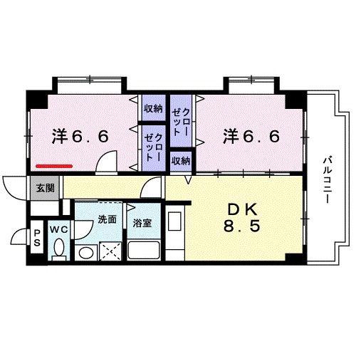 美らなーぐしくTN(2DK/4階)の間取り写真