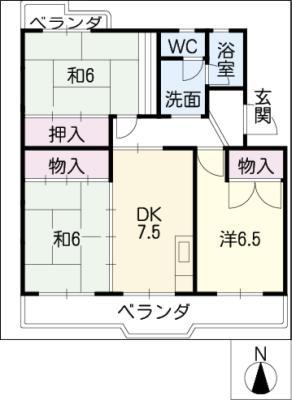 ハイツ梅坪(3DK/4階)の間取り写真