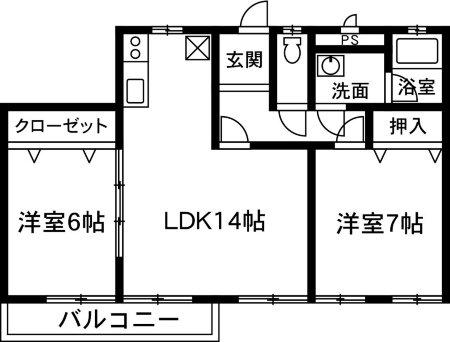エルコート(2LDK/3階)の間取り写真