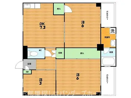 ビレッジハウス私部(3DK/3階)の間取り写真