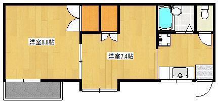 CASA YAKUEN(1DK/2階)の間取り写真