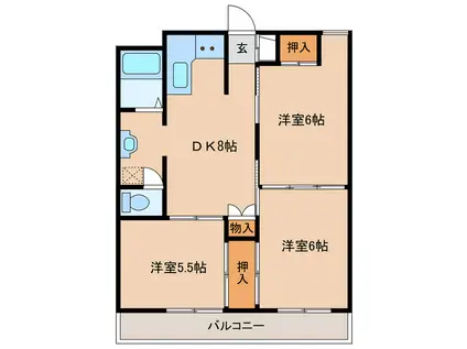 SKコーポ(3DK/4階)の間取り写真