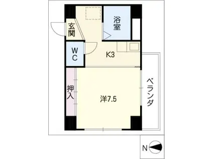 ツツミフローレ(1K/5階)の間取り写真