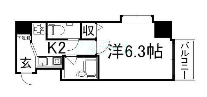 ベラジオ四条堀川(1K/2階)の間取り写真