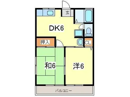 シティハイムエスポアールA(2DK/2階)の間取り写真