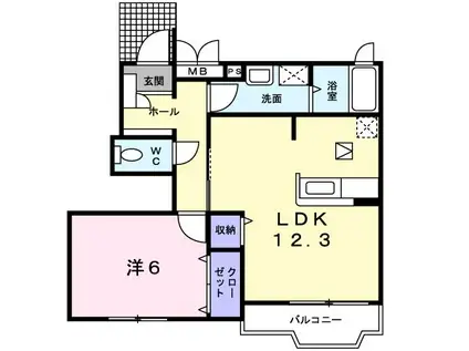 フォレスト・ケイ弐番館(1LDK/1階)の間取り写真