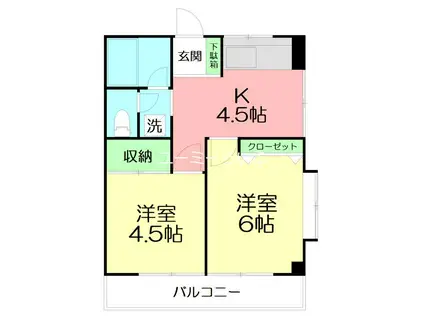 ローズマンション湘南(2DK/3階)の間取り写真