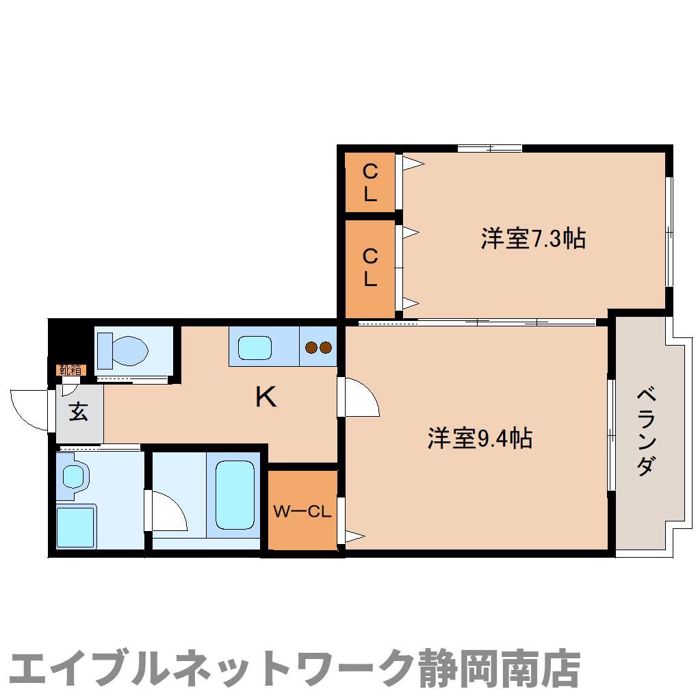 IRIS RESIDENCE稲川(2K/5階)の間取り写真