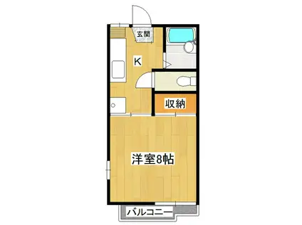 昴ハイツB(1K/2階)の間取り写真