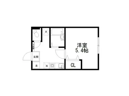 ハッピーリブⅡ(1K/1階)の間取り写真