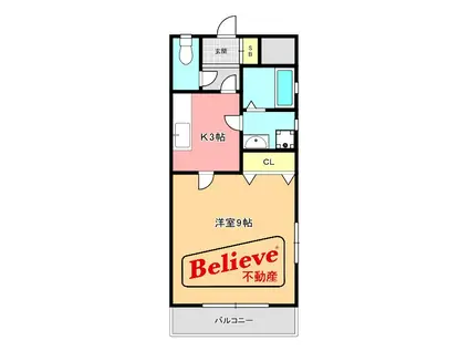 サンフィールドII(1K/3階)の間取り写真