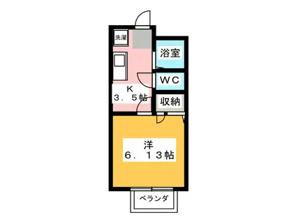 サマックスAOKI B(1K/2階)の間取り写真