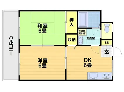 ハイツウィンズ(2DK/1階)の間取り写真