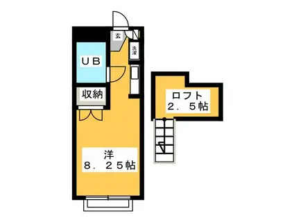 リドレス(ワンルーム/2階)の間取り写真