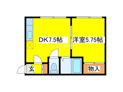 藤ハイツ第11(1DK/2階)の間取り写真