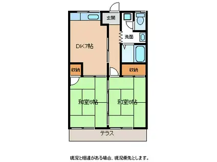 グリーンハイツ明神(2DK/1階)の間取り写真