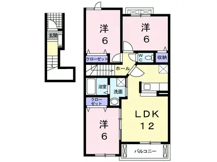 クリスタルD(3LDK/2階)の間取り写真