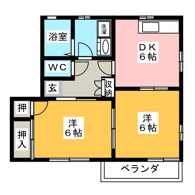 エントピアIKEDA B(2K/1階)の間取り写真