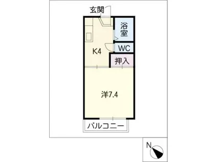 アペックス伏見A・B(1K/2階)の間取り写真